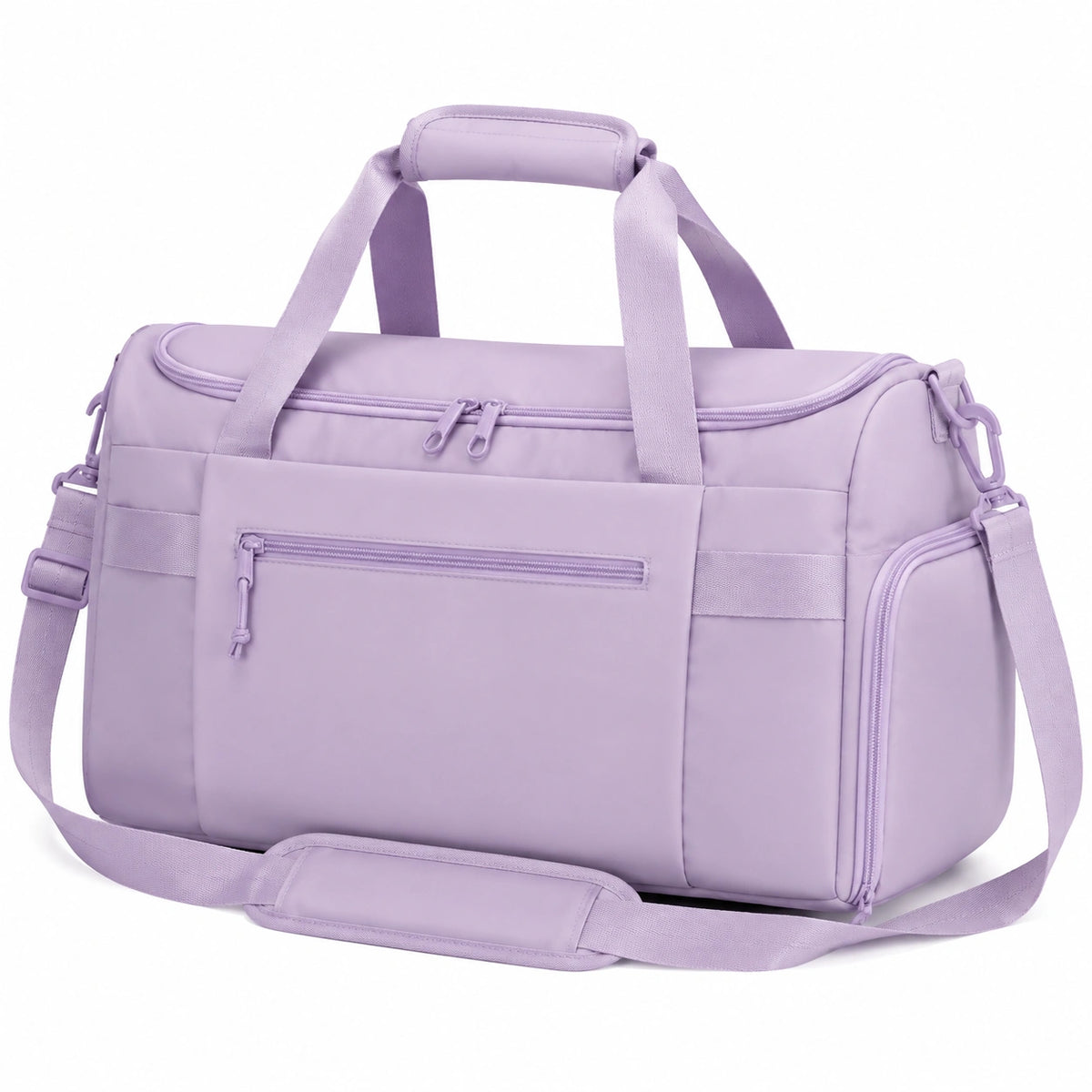 Borsone da viaggio 45 cm in tessuto sintetico lilla con tasche e tracolla regolabile