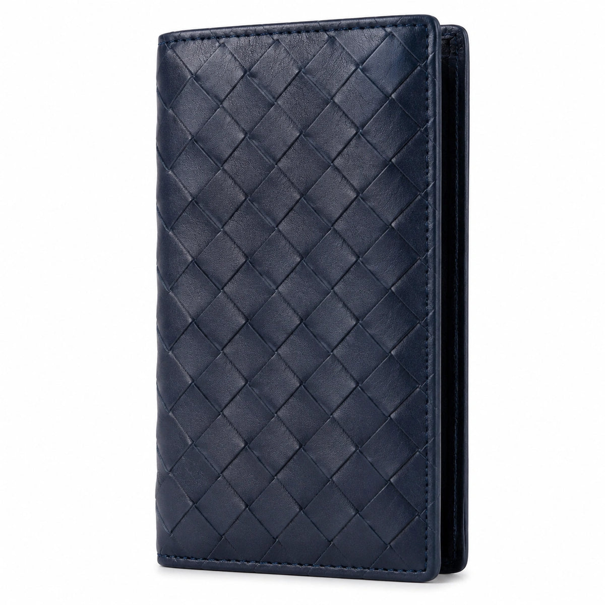 Portafoglio da uomo 11 x 9 x 2 cm in materiale sintetico blu navy intrecciato pieghevole